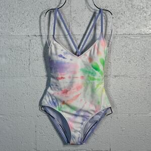 Salt + Cove Juniors' Night Lights Lace-Back One-Piece Swimsuit, medium